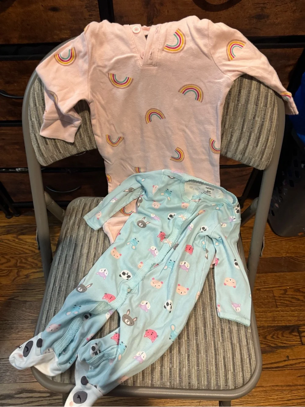 Old Navy and Carters Kids 2-Pack Pajama Set - Pink Rainbow & Blue Animal Print